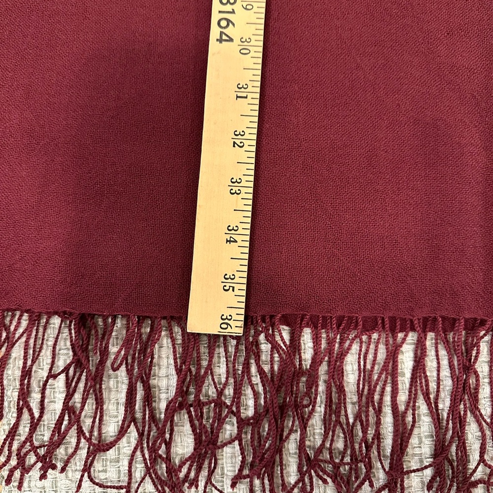 Naturally Knotty  100%WOOL Deep WINE Red Scarf 72” + tassels